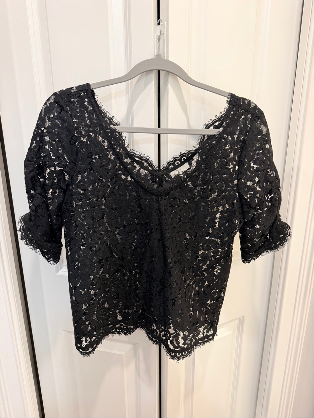 Joie Black Lace Short Sleeve Blouse